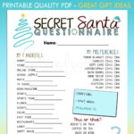 Printable Secret Santa Questionnaire For Gift Exchange Work Or Pertaining To Secret Santa Printable Questionnaire