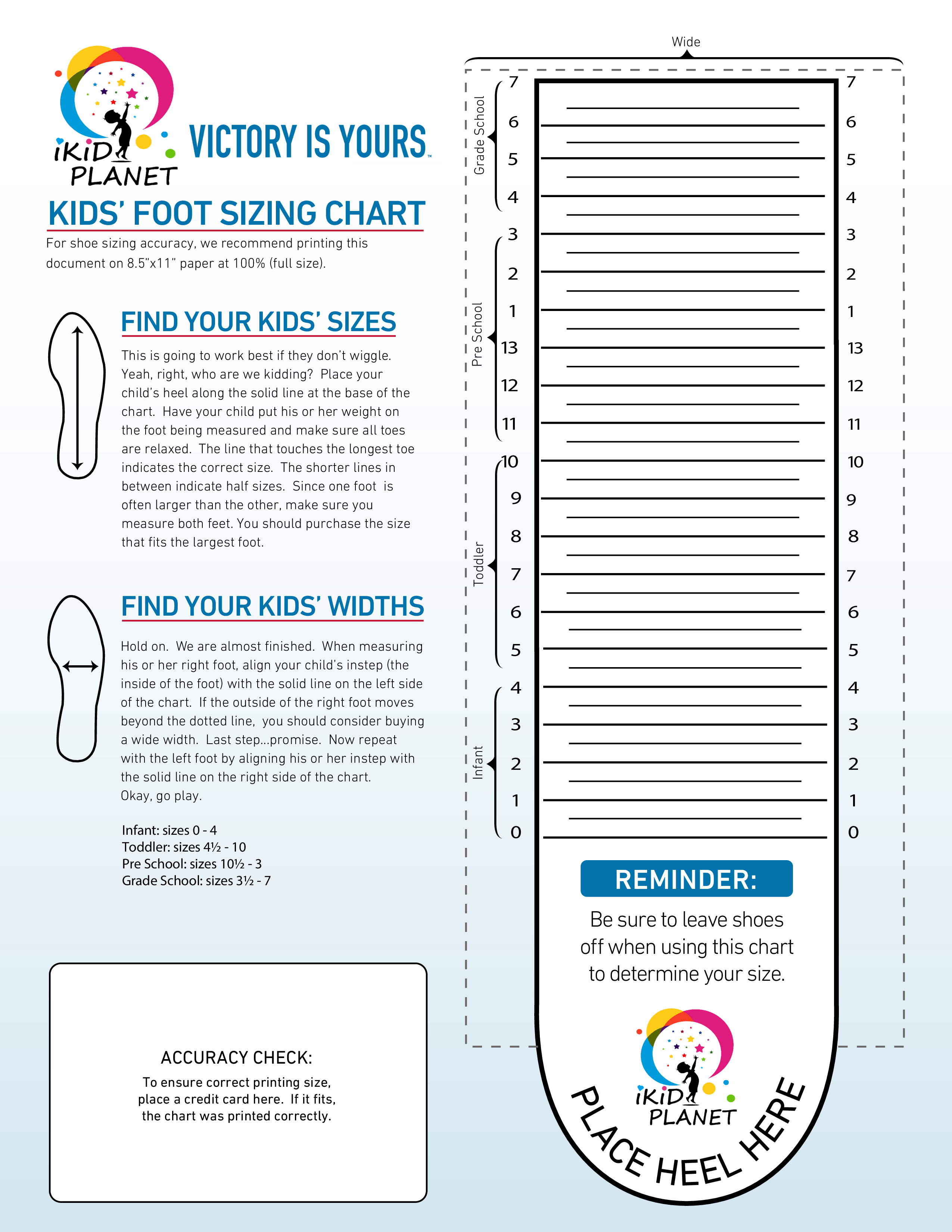 Printable Shoe Size Chart - Kids Shoes In Canada &amp;amp; Usa | Ikid Planet throughout Kids Shoe Sizer Template Printable Shoe Size Chart For Adults