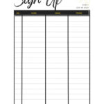 Printable Sign Up Sheet Throughout Sign Up Sheet Printable