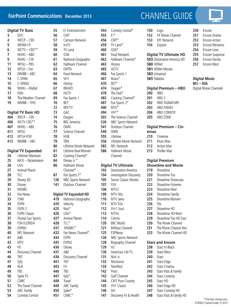 Printable Spectrum Channel Guide - Fill Online, Printable inside Printable Spectrum Tv Packages Channel List