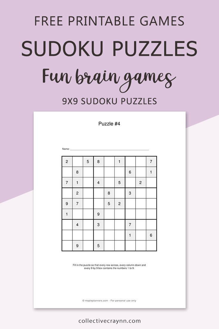 Printable Sudoku Puzzles For Kids - Collective Crayon within Free Printable Sudoku Puzzles