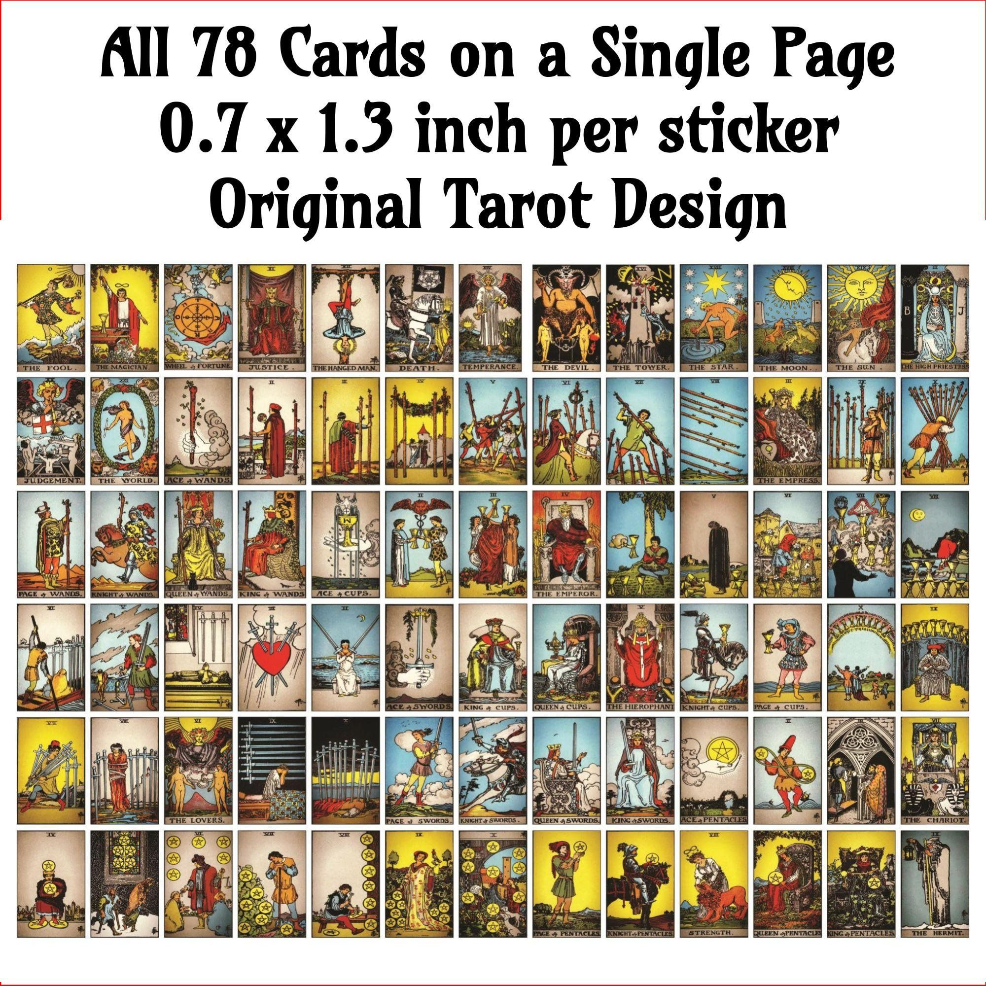 Printable Tarot Journal Stickers, Rider Waite Smith Deck, All 78 with Free Tarot Printables Scrapbooking Free