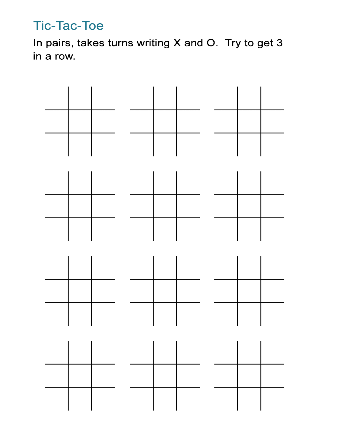 Printable Tic-Tac-Toe Sheets - All Esl throughout Tic Tac Toe Printable