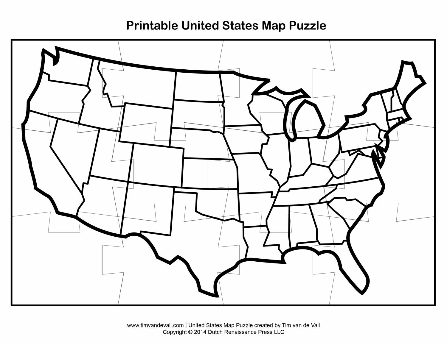 Printable United States Map Puzzle For Kids | Make Your Own Puzzle in Map of Us Blank Printable