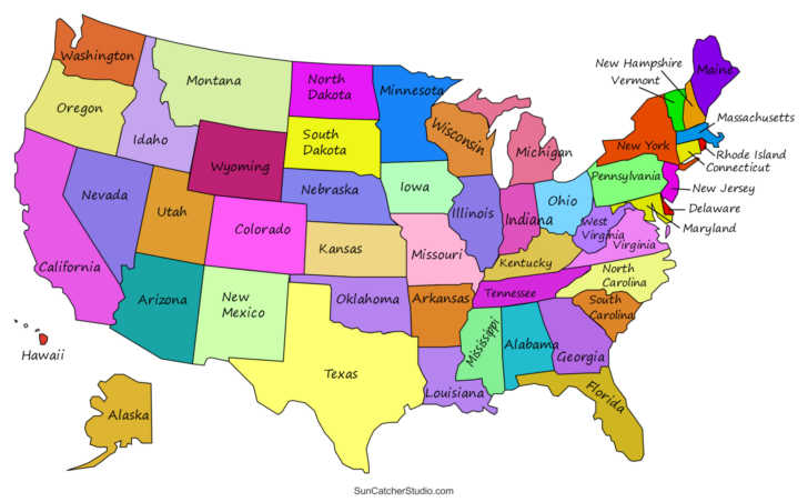 Map of the United States Printable Free