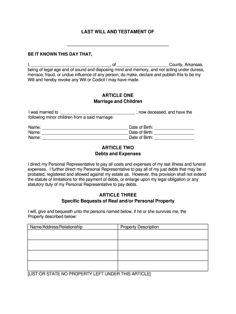 Printable Will Forms - Fill Online, Printable, Fillable, Blank for Free Printable Wills Forms