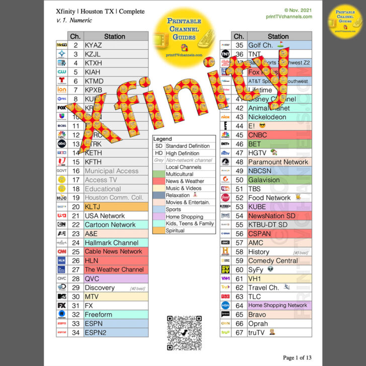 Xfinity Channel Lineup Printable