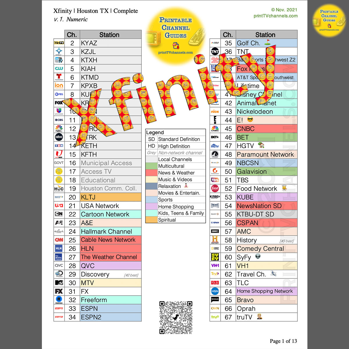 Printable Xfinity Channel Lineup Guide |Channel Number | Pdf in Xfinity Channel Lineup Printable