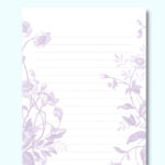 Purple Printed Flowers On A Lined Letter Template Printable Within Printables For Journals Purple