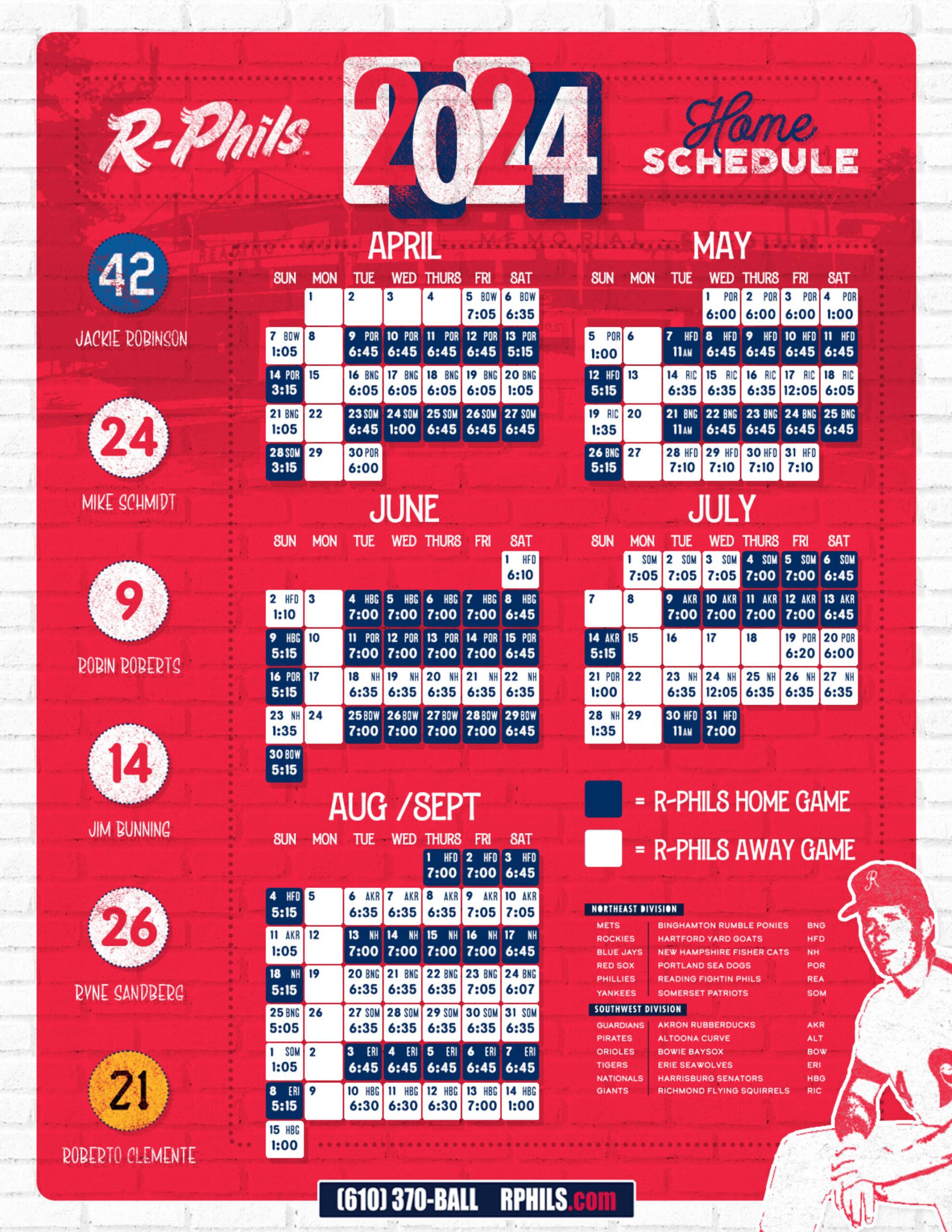 Reading Fightin Phils Schedule | Fightin Phils for Phillies Schedule 2024 Printable