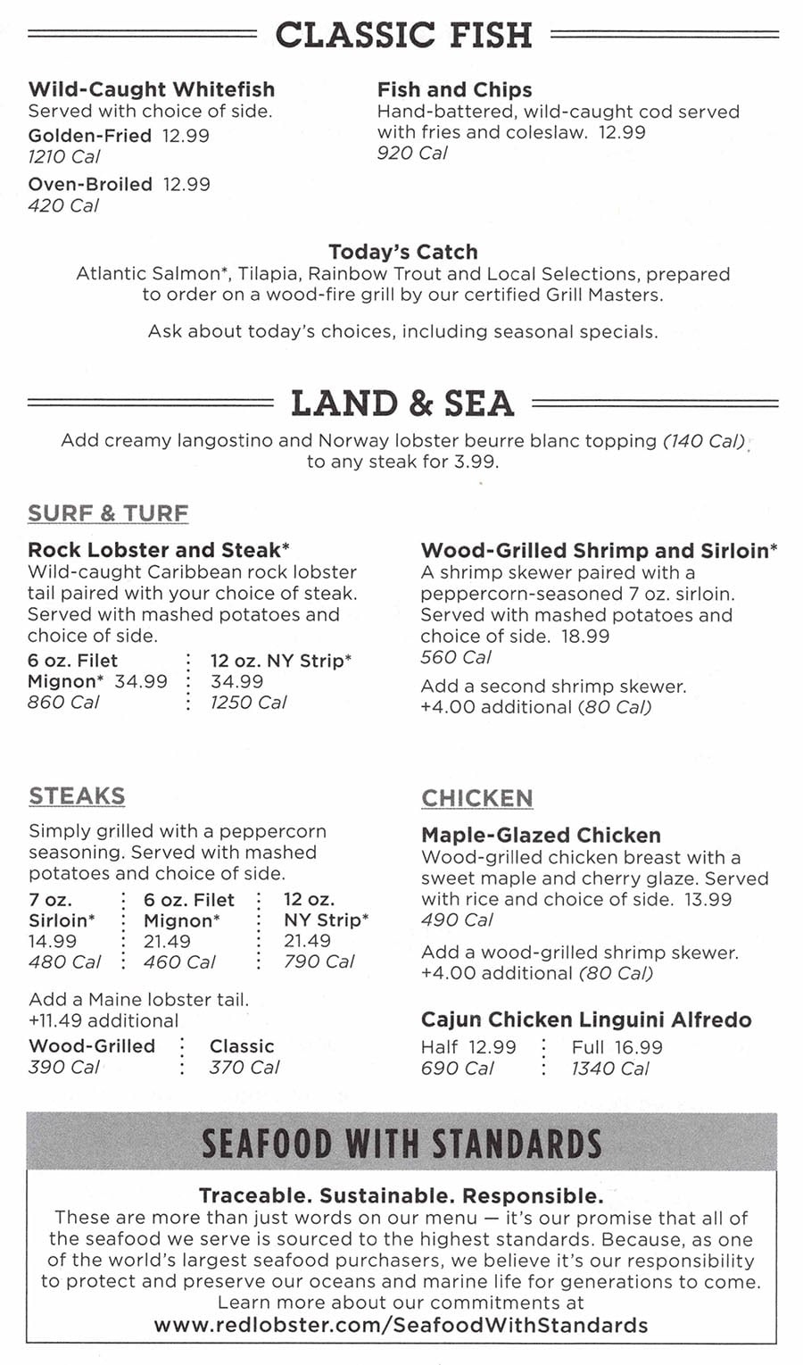 Red Lobster Menu With Prices – Slc Menu for Red Lobster Printable Menu