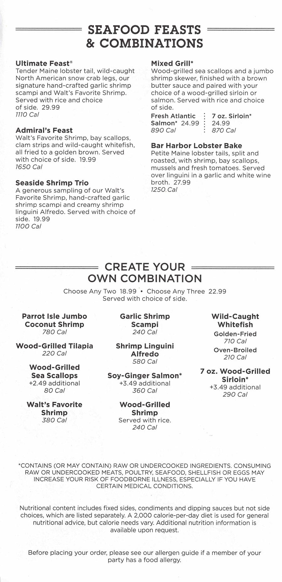 Red Lobster Menu With Prices – Slc Menu intended for Red Lobster Printable Menu