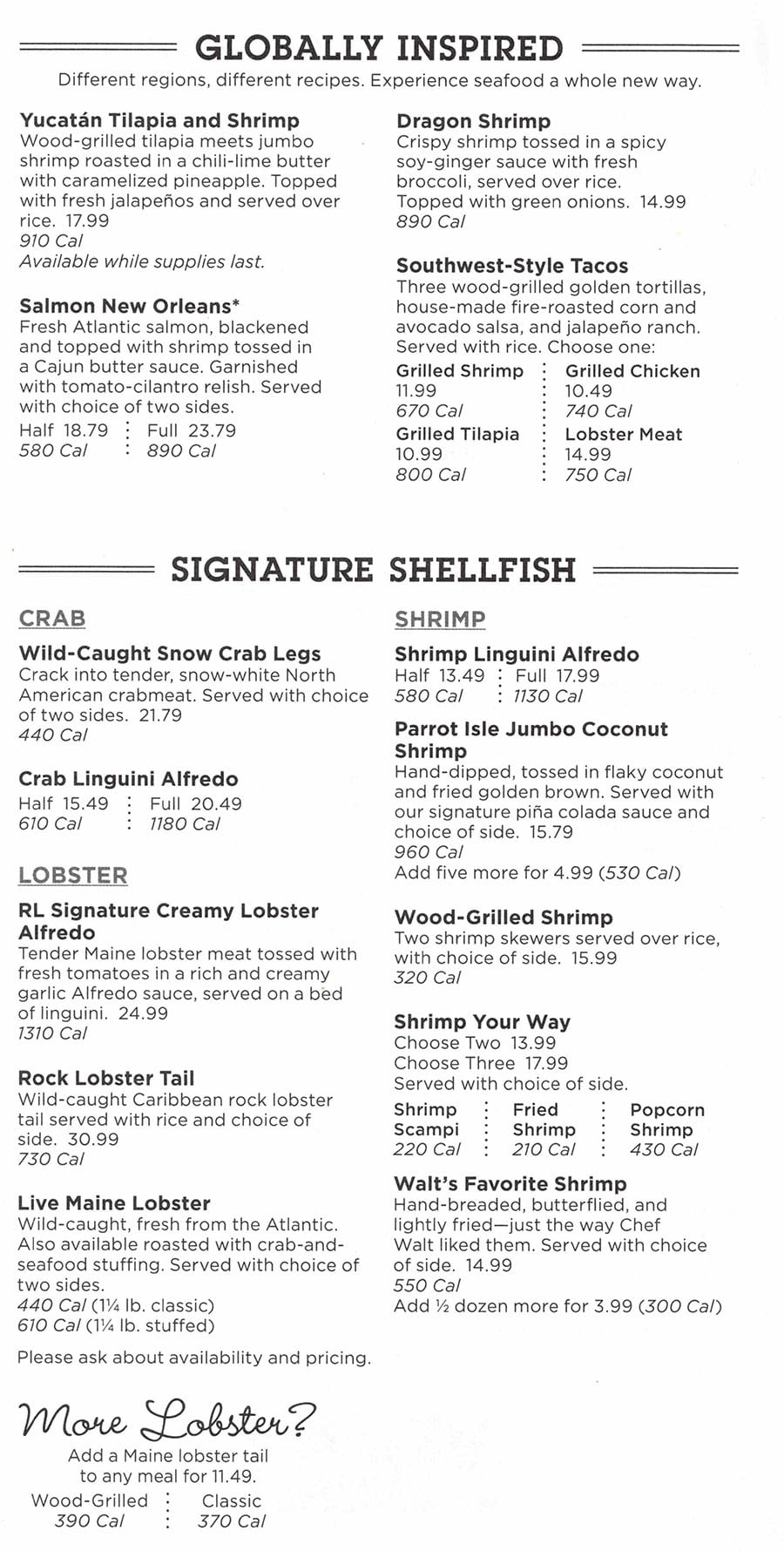 Red Lobster Menu With Prices – Slc Menu with Red Lobster Printable Menu