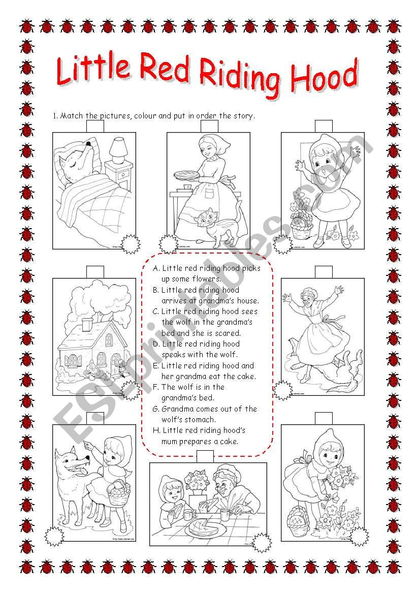 Revising Parts Of The Body: Little Red Riding Hood - Esl Worksheet intended for Red Riding Hood Printable Story