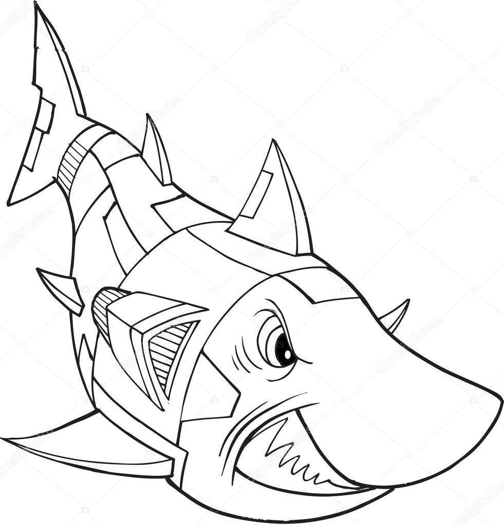 Robot Shark Vector Illustration Art Stock Vector inside Free Printable Shark Robot