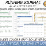 Running Journal / Running Log Printable / Running Calendar Regarding Running Tracker Printable Marathon