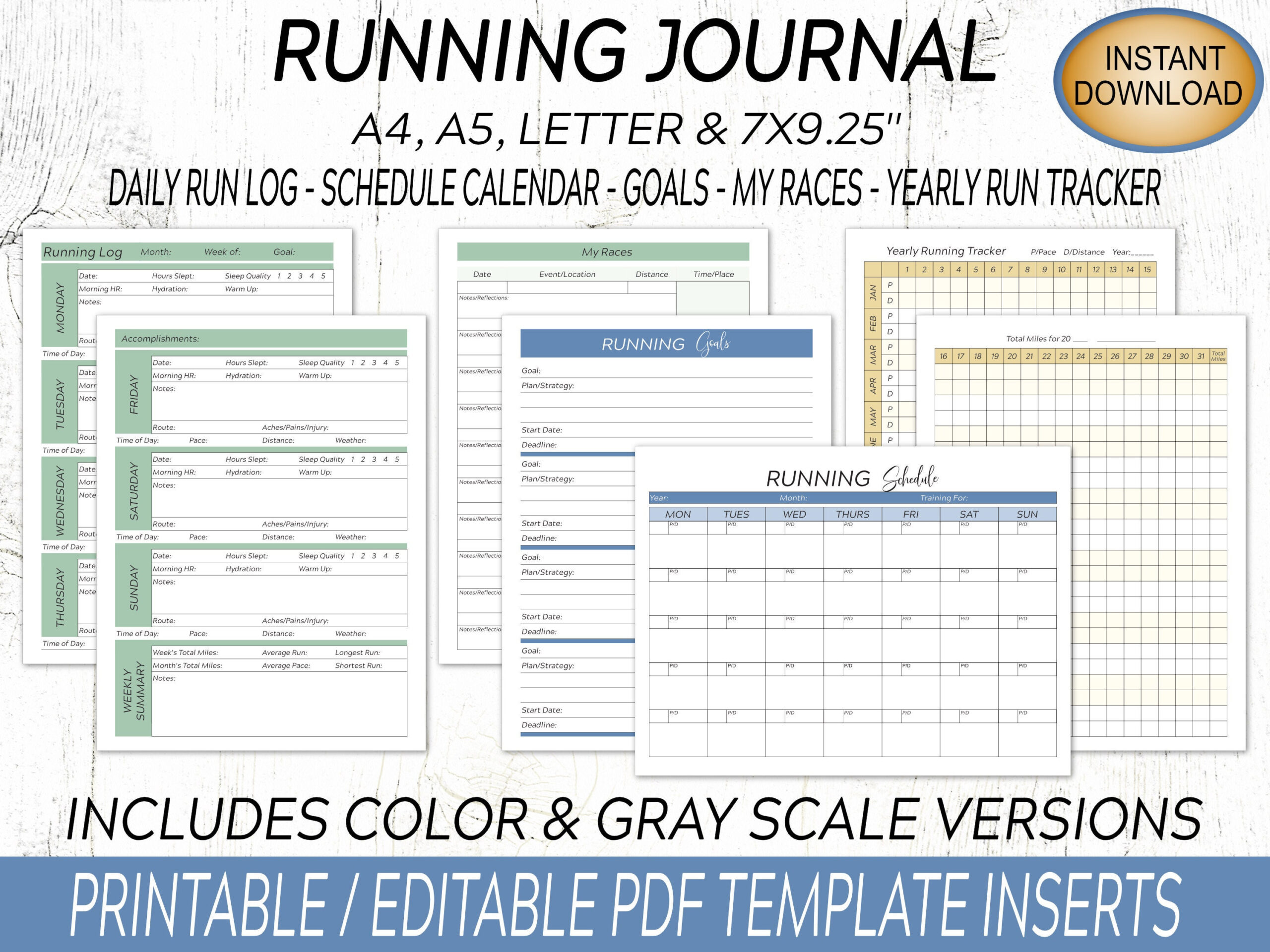 Running Journal / Running Log Printable / Running Calendar regarding Running Tracker Printable Marathon