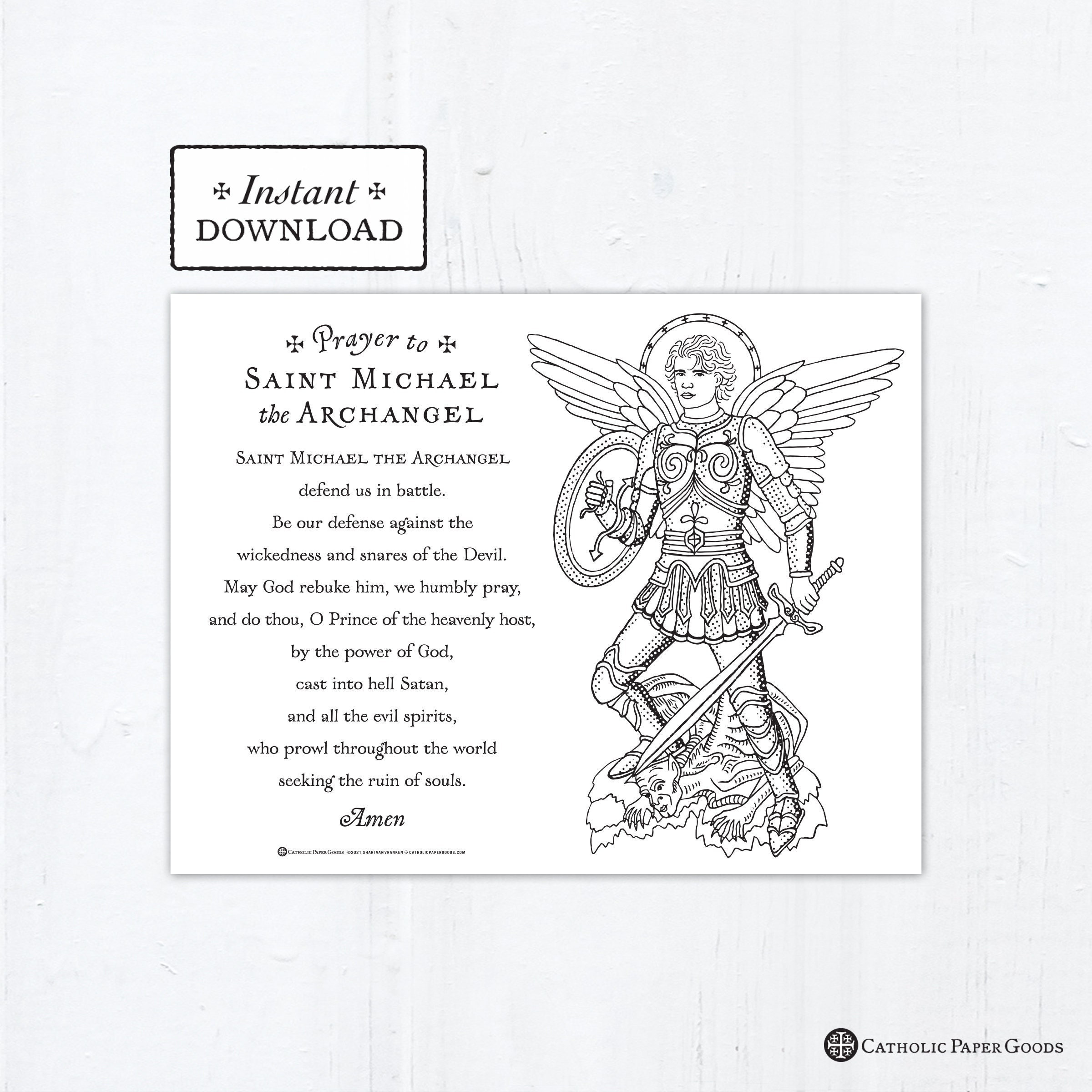 Saint Michael The Archangel Prayer Coloring Page, Printable within St Michael The Archangel Prayer Printable