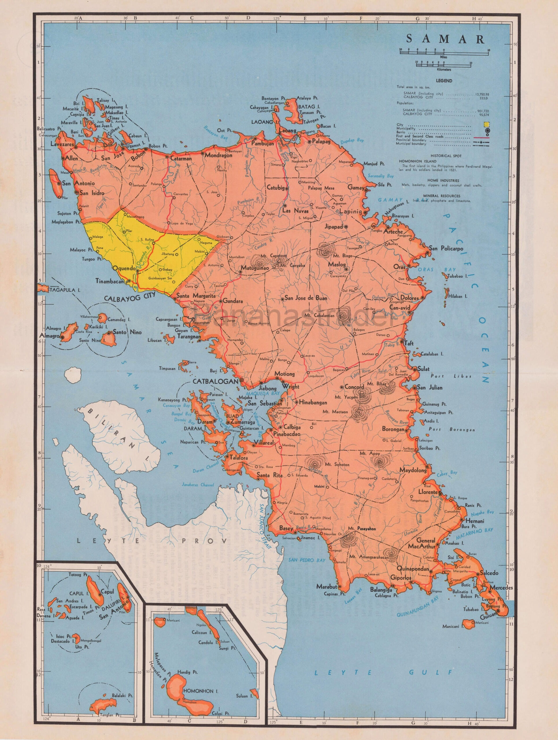 Samar, Philippines Rare Large Vintage 1959 Map Catbalogan Calbayog within Printable Samar Map Philippines