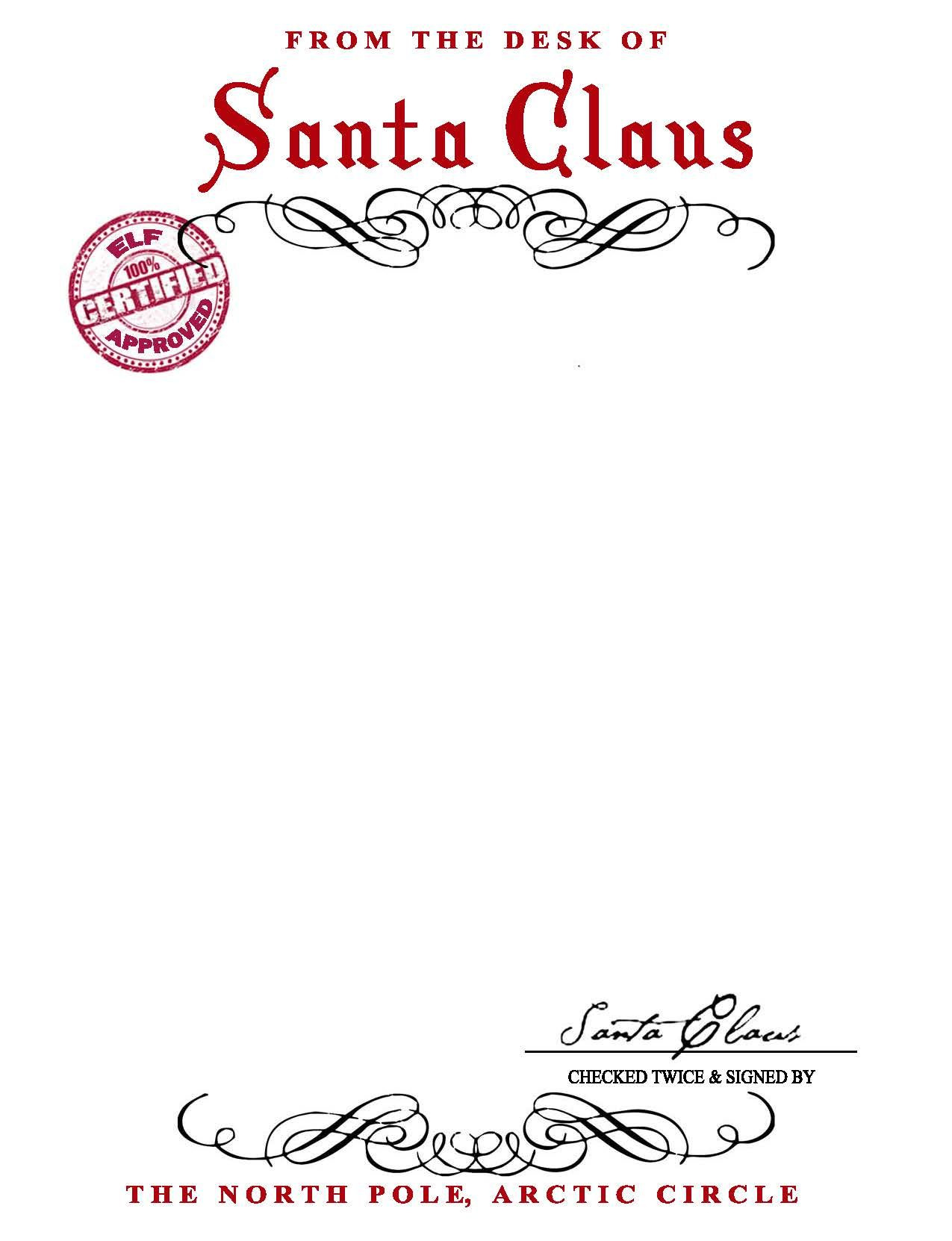 Santa Claus Stationary {Free Printable} in From Santa Letter Template Printable