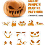 Scary Pumpkin Carving Pattern Angry Jack O Lantern Printable Intended For Jack O Lantern Faces Printable