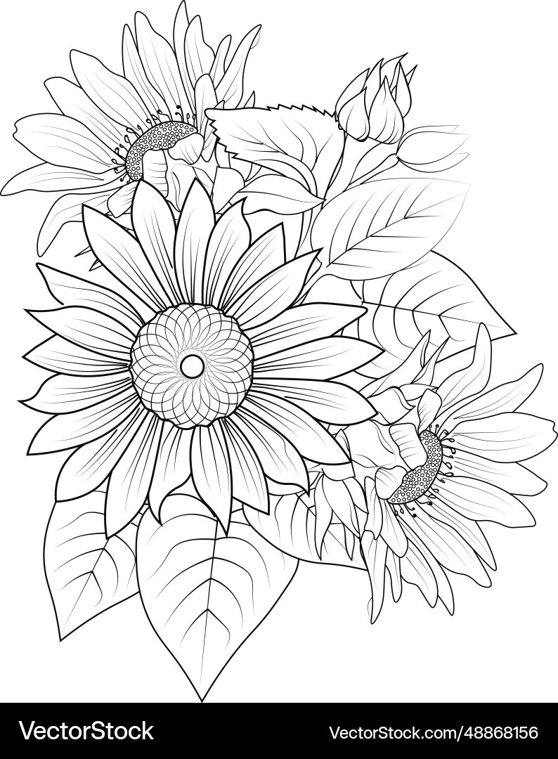 Schablone Sonnenblume Tattoo Umrisszeichnungen Vektorbild for Printable Outline Tattoo Stencil Designs