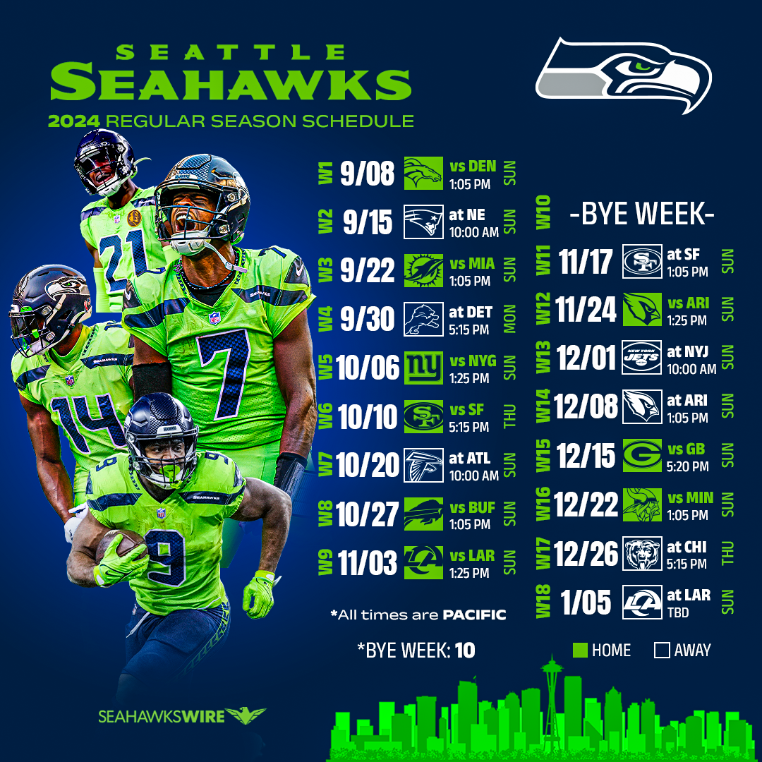 Seattle Seahawks 2024 Schedule Downloadable Wallpapers regarding Seahawks Schedule 2024 Printable