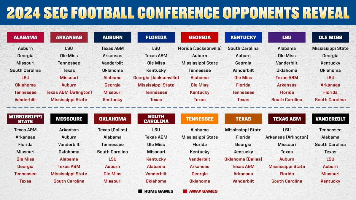 Sec Announces 2024 Alabama Football Schedule - Roll &amp;#039;Bama Roll inside Alabama Football Schedule 2024 Printable