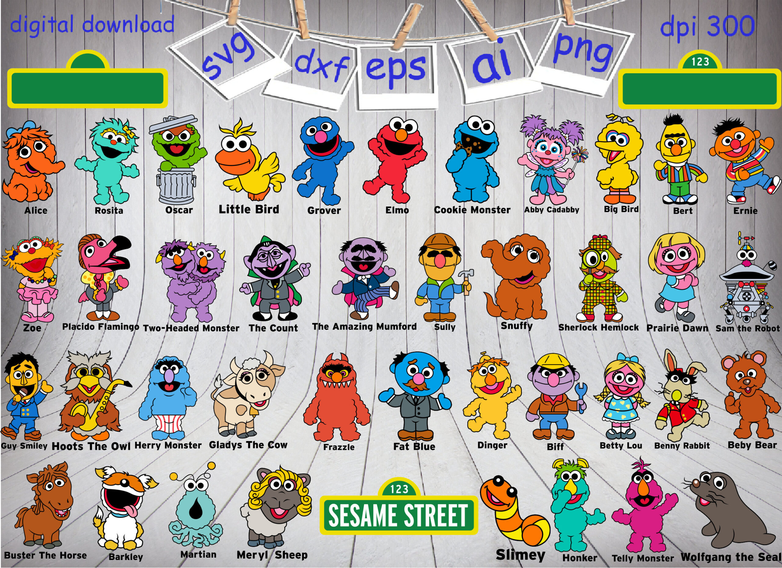 Sesame Street Characters Printable - Etsy within Printable Sesame Street Characters