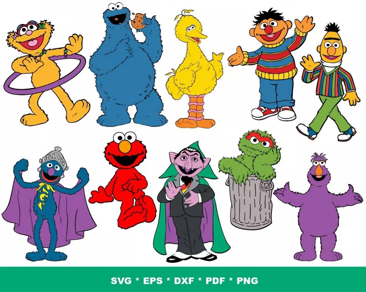 Sesame Street Svg Files Sesame Street Characters Svg Cut Files Elmo, Cookie Monster, Cricut Files Layered, Clipart, Png intended for Printable Sesame Street Characters