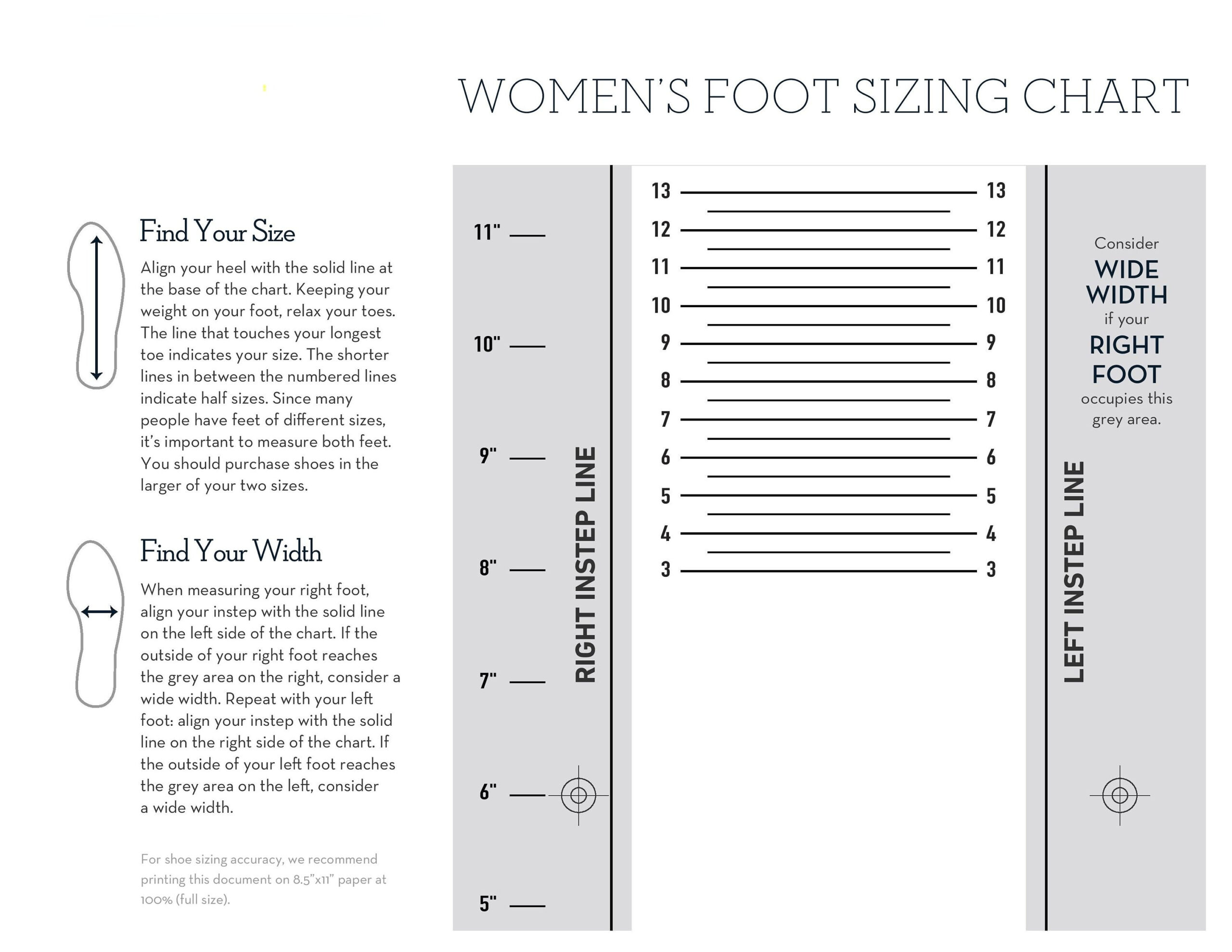 Simple Foot Size Charts Women Men Kids Foot Sizes Charts Shoe Size for Shoe Sizer Printable Shoe Size Chart Women&amp;amp;#039;s