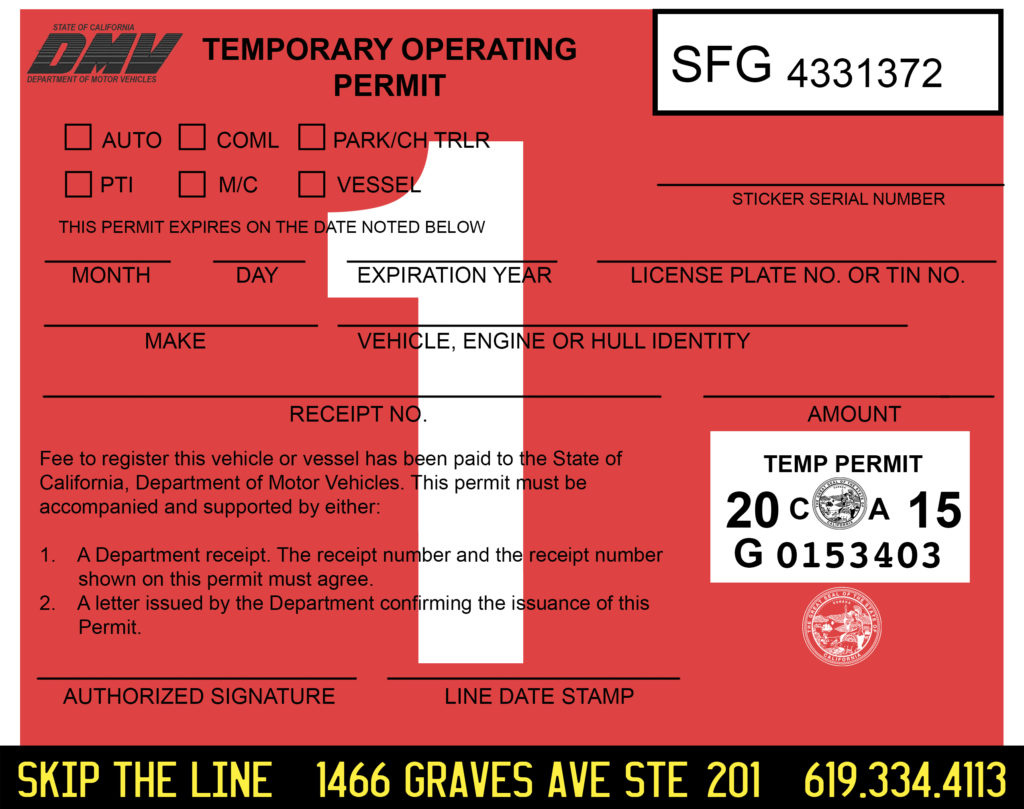 Skip Dmv Line pertaining to Printable Cali Temp Tag