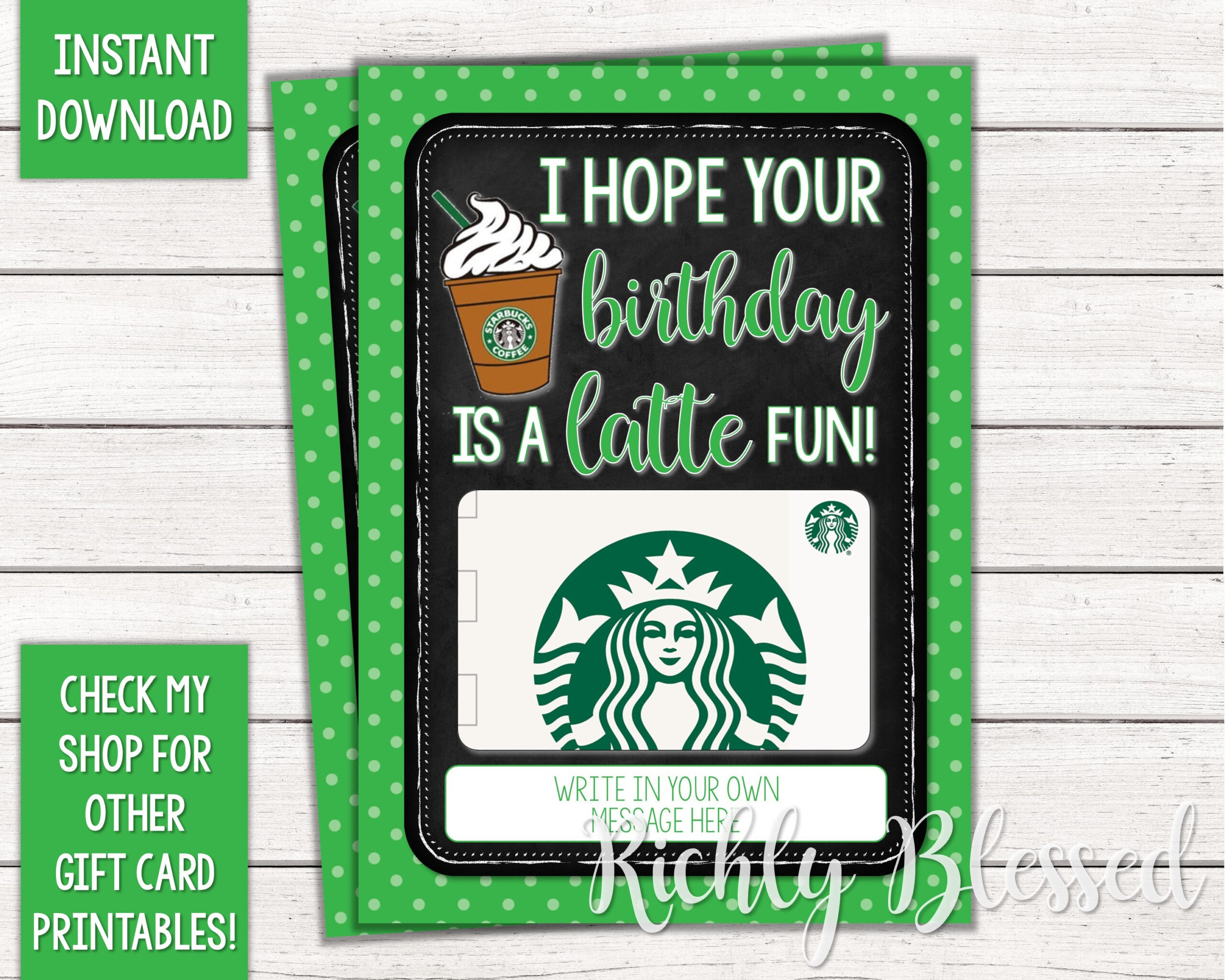 Sofortiger Download Starbucks Geburtstagskarte Kartenhalter, Geschenkkarte Zum Ausdrucken, Lehrer Geburtstag, Starbucks Geburtstagskarte 15 X 20 Cm throughout Starbucks Gift Card Printable