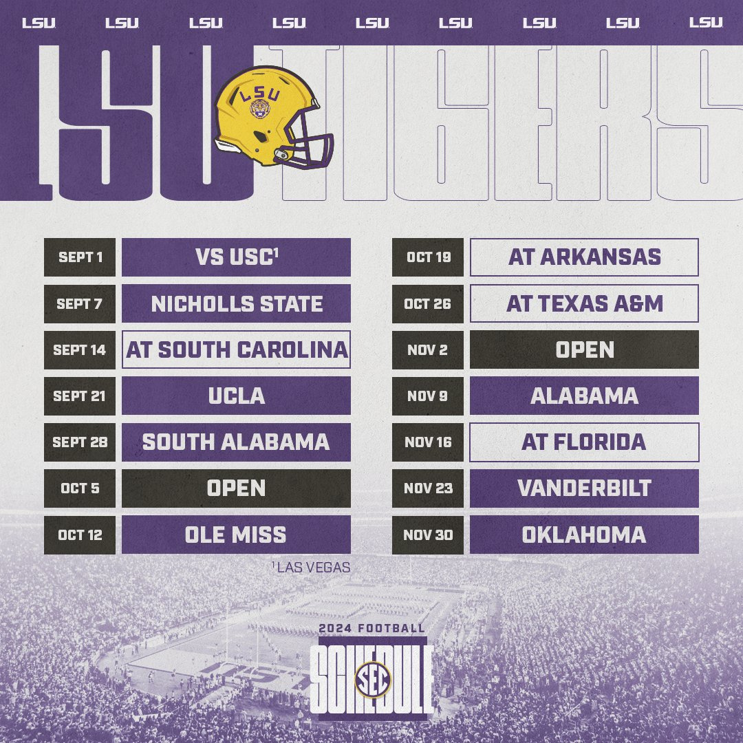 Southeastern Conference On X: &amp;quot;2024 Schedule 🐅 @Lsufootball in Lsu Football Schedule 2024 Printable