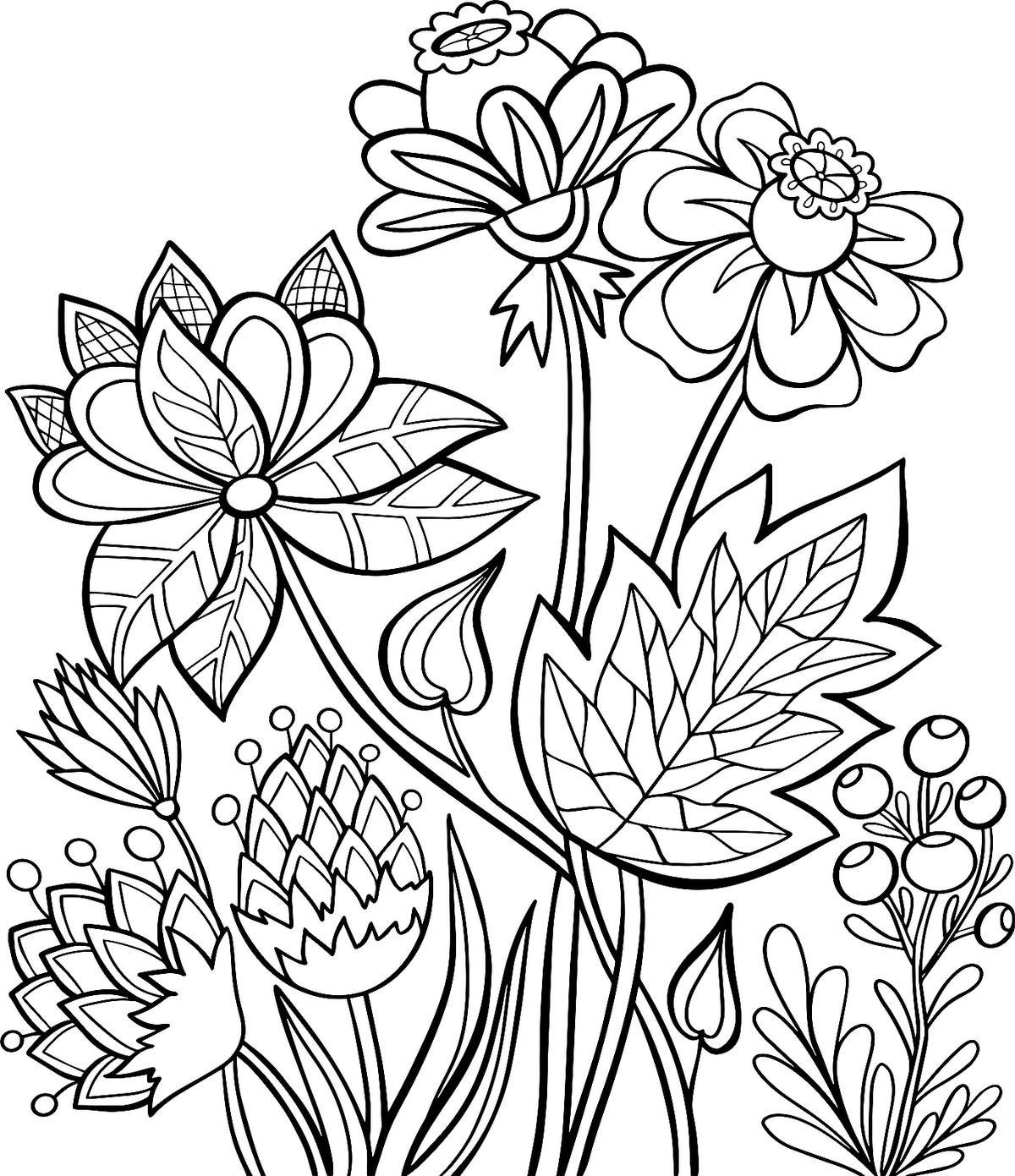 Spring Flowers Coloring Pages: Free Printable Coloring Pages Of with regard to Flower Printable Colouring Pages