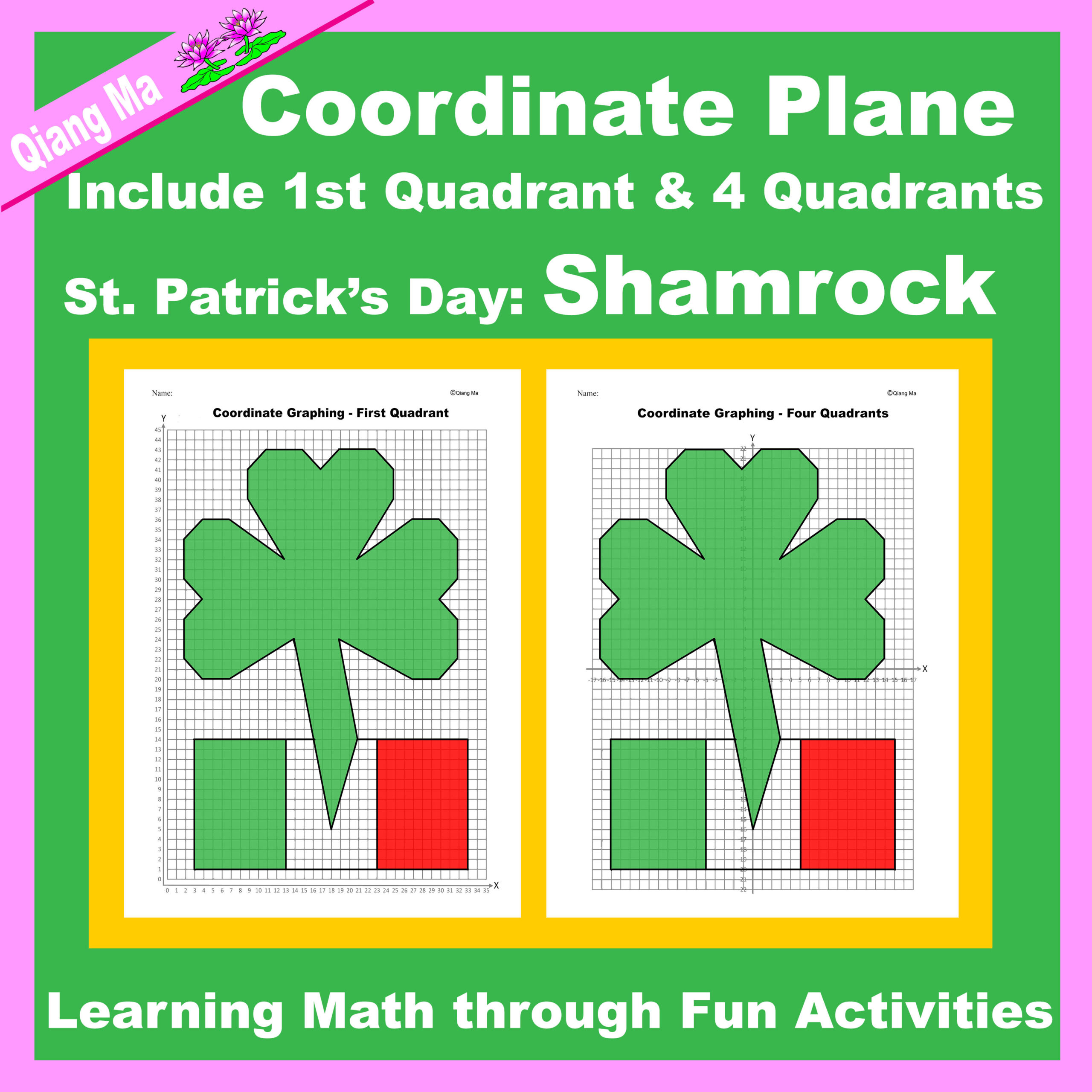 St. Patrick&amp;#039;S Day Coordinate Plane Graphing Picture- Shamrock for Coordinate Plane Shamrock Graph Printable