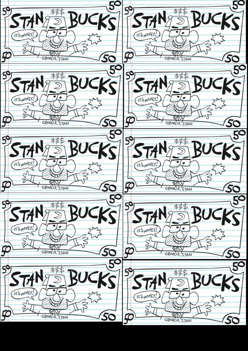 Stan Bucks within Printable Gravity Falls Dollar Bills