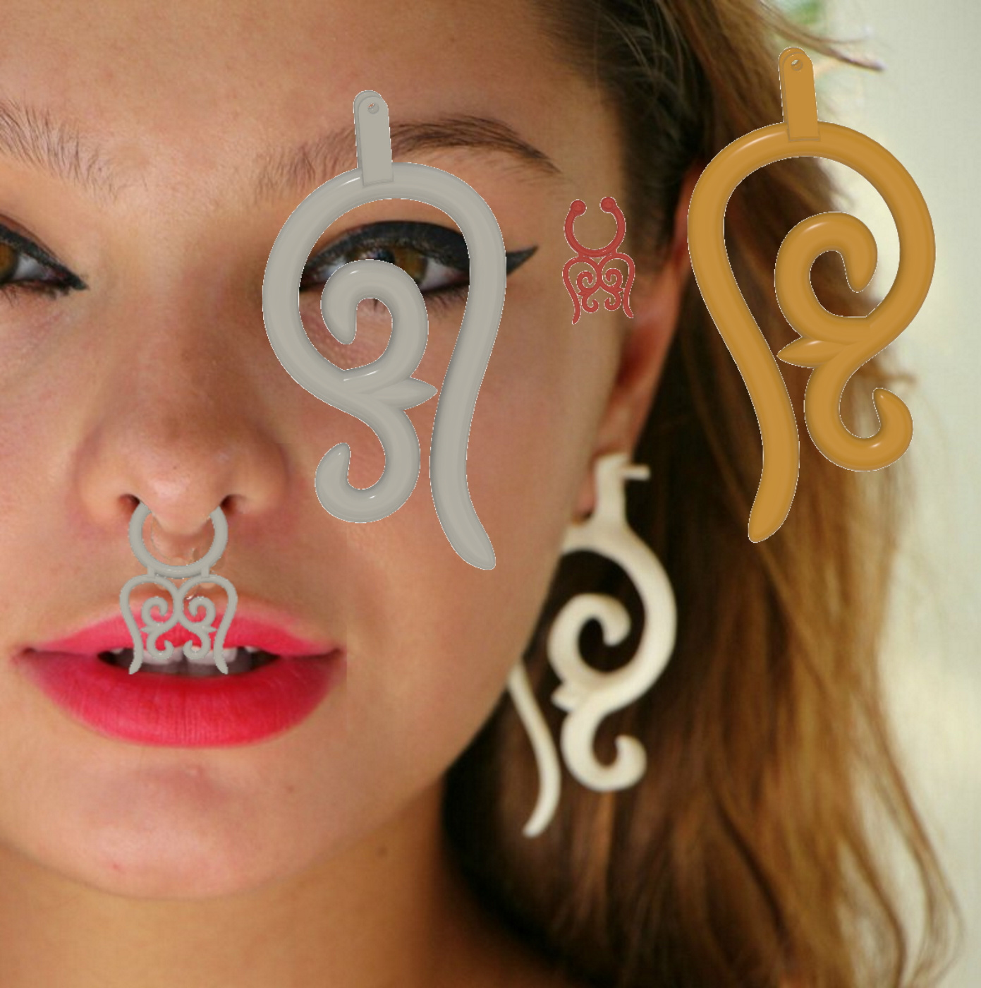 Stl File Ear Earring Necklace Hot Fake Piercing Non-Piercing Nose for Stl Download 3D Printable Ear Piercing Machine