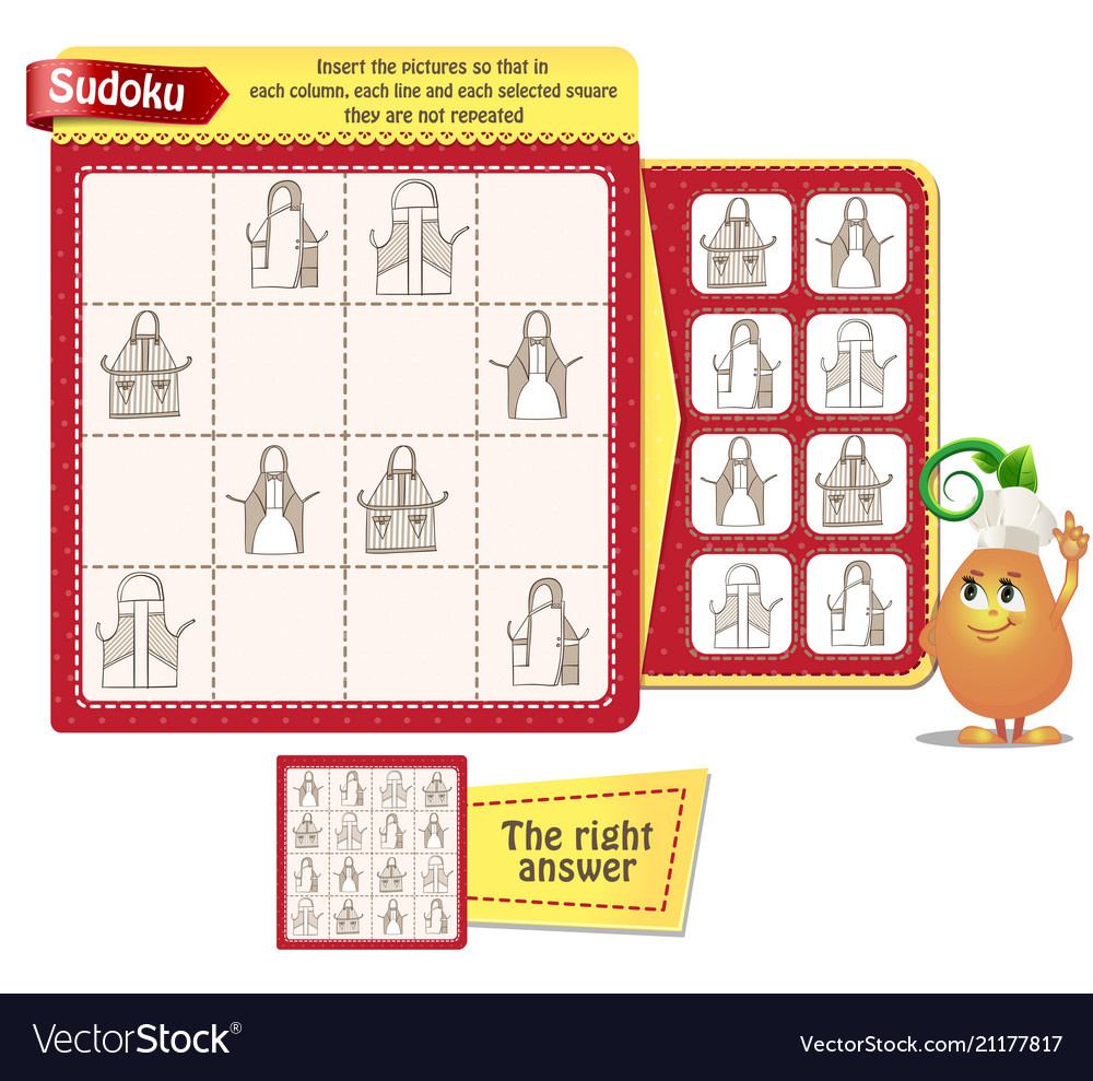 Sudoku Iq Adults Kitchen Aprons Royalty Free Vector Image within Free Online Sudoku Printable Teacherclassroom