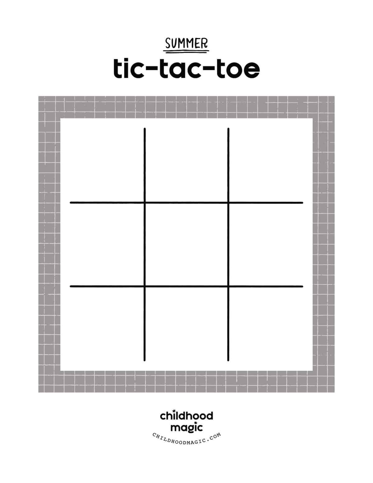 Summer Tic-Tac-Toe - Childhood Magic pertaining to Tic Tac Toe Printable