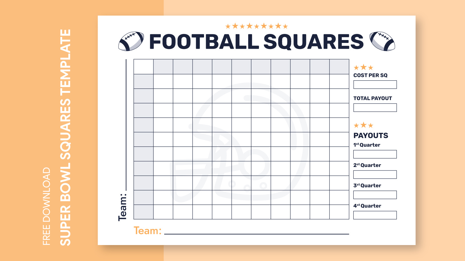 Super Bowl 100 Squares Free Google Docs Template - Gdoc.io intended for Free Printable Football Squares 100