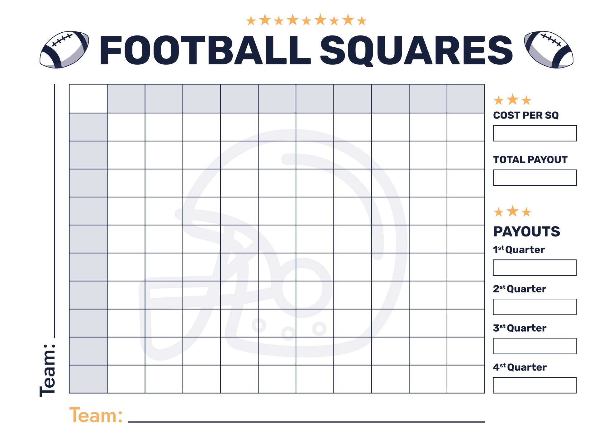 Super Bowl 100 Squares Free Google Docs Template - Gdoc.io with regard to Free Printable Football Squares 100