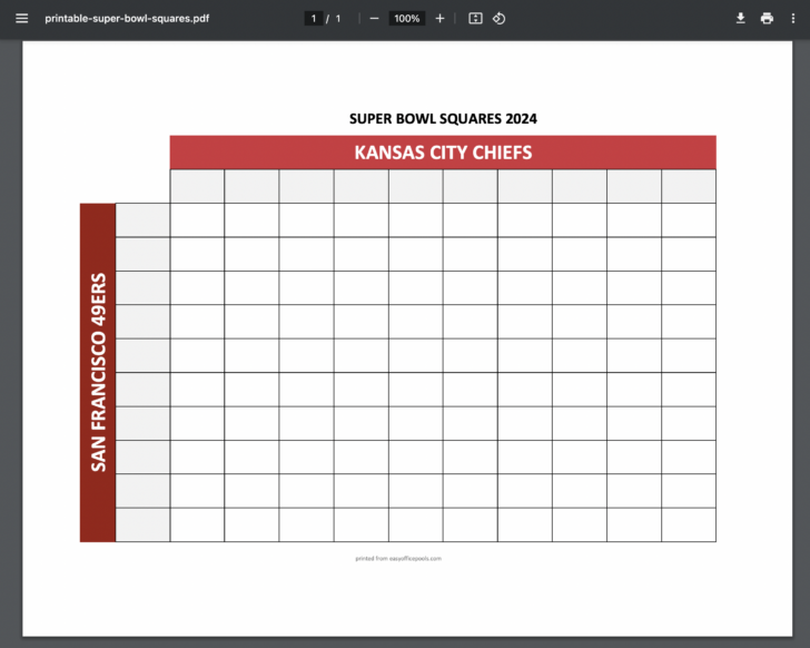 Free Printable Super Bowl Squares 2024