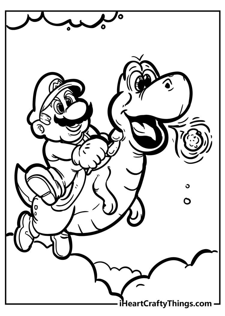 Super Mario Bros Coloring Pages (100% Free Printables) pertaining to Cloud Turtle In Mario Drawing Printable