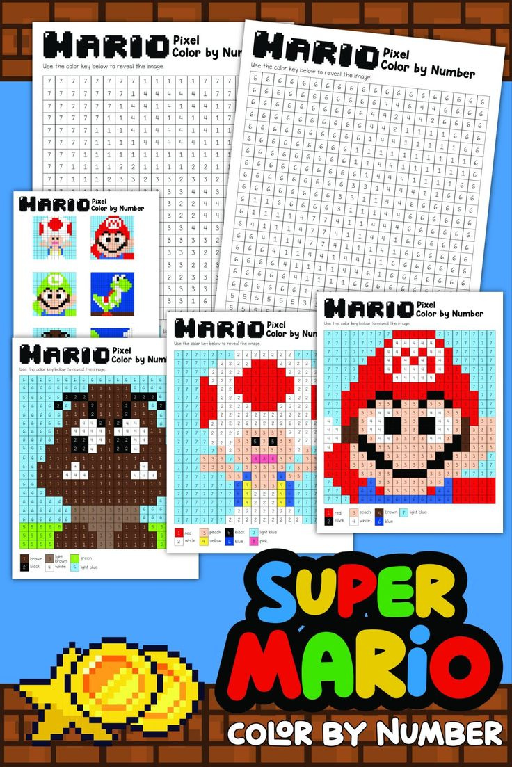 Super Mario Coloring Pages (Free Printable Pixel Colornumber) pertaining to Mario Bros Free Printable Pixel Art