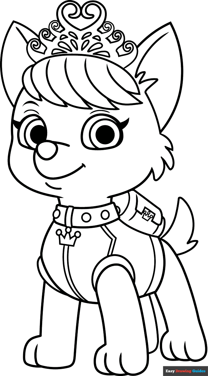 Sweetie From Paw Patrol Coloring Page | Easy Drawing Guides inside Paw Patrol Printable Colouring Pages