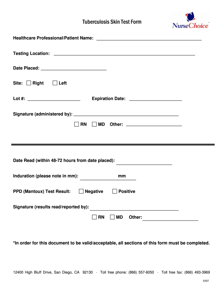 Tb Test Form - Fill Online, Printable, Fillable, Blank | Pdffiller inside Blank Free Printable Tb Test Form