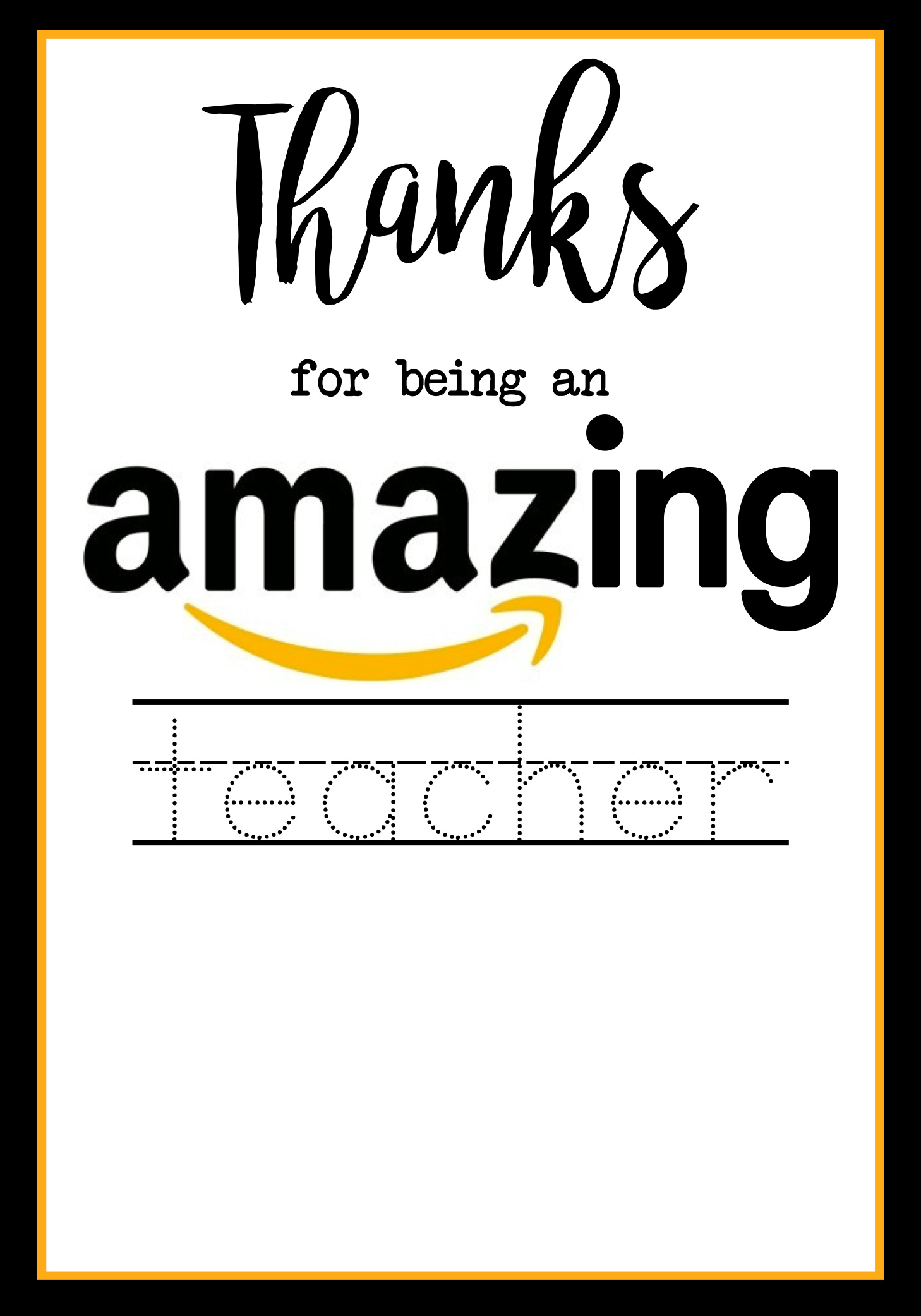 Teacher Appreciation Amazon Card - Paper Trail Design in Printable Amazon Gift Card