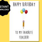 Teacher Birthday Card Printable Happy Birthday Card For Teacher In Happy Birthday Teacher Printable Free