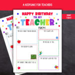 Teacher Birthday Card, Printable Kids Birthday Card For Teachers Within Happy Birthday Teacher Printable Free